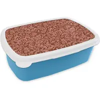 MuchoWow Broodtrommel Blauw - Lunchbox Bloemen - Print - Roze - Brooddoos 18x12x6 cm - Brood lunch box - Broodtrommels voor kinderen en volwassenen