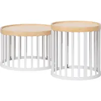 Vicco Salontafel set Enara Bamboe/Wit x cm met 2 delen, Model 59857