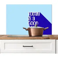KitchenYeah Spatscherm keuken 80x55 cm - Kookplaat achterwand Today is a good day - Blauw - Schaduw - Muurbeschermer - Spatwand fornuis - Hoogwaardig aluminium