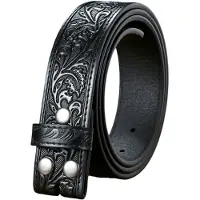VHV - Herenriem - Riem heren - Broekriem heren - Westernriem heren - Cowboy riem - Riem zonder gesp - Gegraveerde riem - Bloemenmotief riem - Voor jeans - Western outfit - Dagelijks gebruik