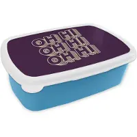 MuchoWow Broodtrommel Blauw - Lunchbox Oh hi - Paars - 3D - Brooddoos 18x12x6 cm - Brood lunch box - Broodtrommels voor kinderen en volwassenen