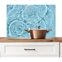 KitchenYeah Spatscherm keuken 90x60 cm - Kookplaat achterwand Water - Blauw - bubbels - Muurbeschermer - Spatwand fornuis - Hoogwaardig aluminium