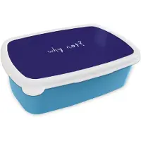 MuchoWow Broodtrommel Blauw - Lunchbox Why not - Blauw - Handgeschreven - Brooddoos 18x12x6 cm - Brood lunch box - Broodtrommels voor kinderen en volwassenen