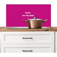 KitchenYeah Spatscherm keuken 80x40 cm - Kookplaat achterwand Focus - Smiley - Roze - Muurbeschermer - Spatwand fornuis - Hoogwaardig aluminium