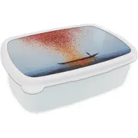 MuchoWow Broodtrommel Wit - Lunchbox Wolk - Confetti - Boot - Wateroppervlakte - Brooddoos 18x12x6 cm - Brood lunch box - Broodtrommels voor kinderen en volwassenen