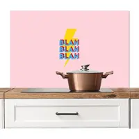 KitchenYeah Spatscherm keuken 100x65 cm - Kookplaat achterwand Blah - Bliksem - Roze - Muurbeschermer - Spatwand fornuis - Hoogwaardig aluminium