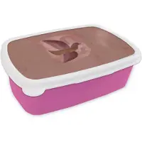 MuchoWow Broodtrommel Roze - Lunchbox Illustratie - Vogels - Abstract - Roze - Brooddoos 18x12x6 cm - Brood lunch box - Broodtrommels voor kinderen en volwassenen