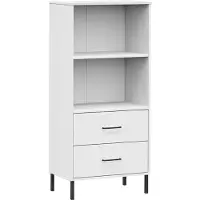 vidaXL Boekenkast met 2 lades OSLO 60x35x128,5 cm massief hout wit