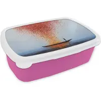 MuchoWow Broodtrommel Roze - Lunchbox Wolk - Confetti - Boot - Wateroppervlakte - Brooddoos 18x12x6 cm - Brood lunch box - Broodtrommels voor kinderen en volwassenen