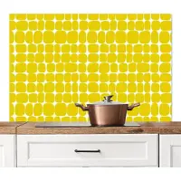 KitchenYeah Spatscherm keuken 120x80 cm - Kookplaat achterwand Stippen - Modern - Geel - Muurbeschermer - Spatwand fornuis - Hoogwaardig aluminium