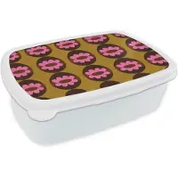 MuchoWow Broodtrommel Wit - Lunchbox Grafisch - Patroon - Kleurrijk - Brooddoos 18x12x6 cm - Brood lunch box - Broodtrommels voor kinderen en volwassenen