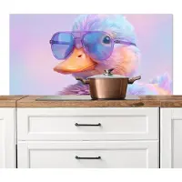 KitchenYeah Spatscherm keuken 120x60 cm - Kookplaat achterwand Eend - bril - Pastel - Muurbeschermer - Spatwand fornuis - Hoogwaardig aluminium