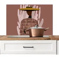KitchenYeah Spatscherm keuken 90x60 cm - Kookplaat achterwand Abstract - Figuur - Illustratie - Hoed - Muurbeschermer - Spatwand fornuis - Hoogwaardig aluminium