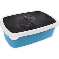 MuchoWow Broodtrommel Blauw - Lunchbox Portret - Paard - Donker - Brooddoos 18x12x6 cm - Brood lunch box - Broodtrommels voor kinderen en volwassenen