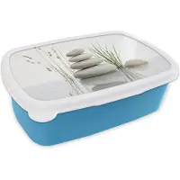 MuchoWow Broodtrommel Blauw - Lunchbox Stenen - Sereen - Grijs - Brooddoos 18x12x6 cm - Brood lunch box - Broodtrommels voor kinderen en volwassenen