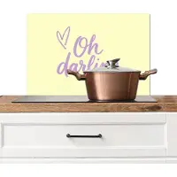 KitchenYeah Spatscherm keuken 60x40 cm - Kookplaat achterwand Oh darling - Geel - Hart - Muurbeschermer - Spatwand fornuis - Hoogwaardig aluminium