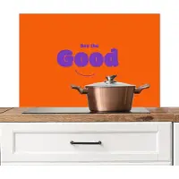 KitchenYeah Spatscherm keuken 90x60 cm - Kookplaat achterwand See the good - Paars - Oranje - Smiley - Muurbeschermer - Spatwand fornuis - Hoogwaardig aluminium