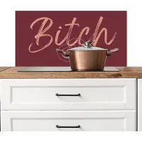 KitchenYeah Spatscherm keuken 90x45 cm - Kookplaat achterwand Bitch please - Rood - Blauw - Muurbeschermer - Spatwand fornuis - Hoogwaardig aluminium