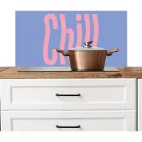 KitchenYeah Spatscherm keuken 90x45 cm - Kookplaat achterwand Chill - Roze - Blauw - Golvend - Muurbeschermer - Spatwand fornuis - Hoogwaardig aluminium