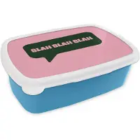MuchoWow Broodtrommel Blauw - Lunchbox Roze - Tekstwolk - Groen - BLAH BLAH BLAH - Brooddoos 18x12x6 cm - Brood lunch box - Broodtrommels voor kinderen en volwassenen