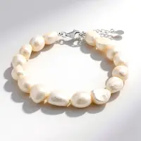 Cavill - Verstelbare Zilveren Armband 925 Sterling Zilver - Witte Zoetwater Kweekparels Fancy Slijpsel - Elegante Dames Sieraad met Natuurlijke Glans
