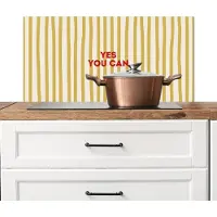 KitchenYeah Spatscherm keuken 90x45 cm - Kookplaat achterwand Strepen - Abstract - Yes you can - Rood - Muurbeschermer - Spatwand fornuis - Hoogwaardig aluminium