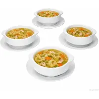 MamboCat Set van 4 STABIL soepkommen van 350 ml met schoteltjes, wit porselein – 13922