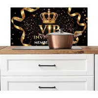 KitchenYeah Spatscherm keuken 80x40 cm - Kookplaat achterwand Uitnodiging - VIP - Kroon - Goud - Muurbeschermer - Spatwand fornuis - Hoogwaardig aluminium