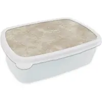 MuchoWow Broodtrommel Wit - Lunchbox Lichtbeige - Marmer print - Aders - Brooddoos 18x12x6 cm - Brood lunch box - Broodtrommels voor kinderen en volwassenen