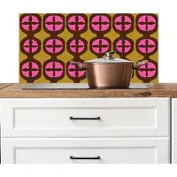 KitchenYeah Spatscherm keuken 90x45 cm - Kookplaat achterwand Modern - Patroon - Roze - Muurbeschermer - Spatwand fornuis - Hoogwaardig aluminium