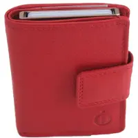 Oi rode leren complete portemonnee met figuretta Cardprotector / compacte leren beurs met metalen pasjeshouder afsluitbaar / anti skim kastje in portemonnee / rood leer /106R