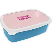 MuchoWow Broodtrommel Blauw - Lunchbox Bisou - Roze - Schaduw - Brooddoos 18x12x6 cm - Brood lunch box - Broodtrommels voor kinderen en volwassenen