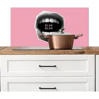KitchenYeah Spatscherm keuken 90x45 cm - Kookplaat achterwand Mond - BLAH BLAH - Roze - Muurbeschermer - Spatwand fornuis - Hoogwaardig aluminium