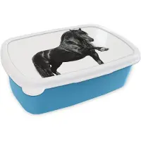 MuchoWow Broodtrommel Blauw - Lunchbox Fries - Hengst - Modern - Brooddoos 18x12x6 cm - Brood lunch box - Broodtrommels voor kinderen en volwassenen