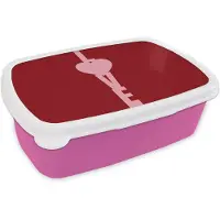 MuchoWow Broodtrommel Roze - Lunchbox Love - Hart - Rood - Brooddoos 18x12x6 cm - Brood lunch box - Broodtrommels voor kinderen en volwassenen