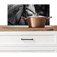 KitchenYeah Spatscherm keuken 70x30 cm - Kookplaat achterwand Paard - Schimmel - Portret - Muurbeschermer - Spatwand fornuis - Hoogwaardig aluminium
