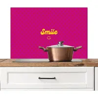 KitchenYeah Spatscherm keuken 80x55 cm - Kookplaat achterwand Smile - Stippen - Roze - Muurbeschermer - Spatwand fornuis - Hoogwaardig aluminium