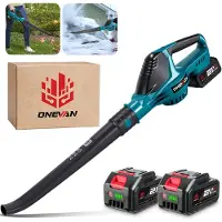 ONEVAN Accu Bladblazer 21V - 220 km/u - Elektrische bladblazer - Borstelloze - met 5 versnellingen en 2 x 4.0Ah accu's - voor tuin, bladeren, stof en sneeuw