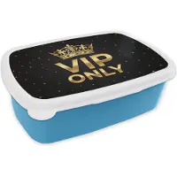 MuchoWow Broodtrommel Blauw - Lunchbox Kroon - Goud - VIP - Brooddoos 18x12x6 cm - Brood lunch box - Broodtrommels voor kinderen en volwassenen