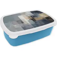 MuchoWow Broodtrommel Blauw - Lunchbox Rechthoeken - Abstract - Blauw - Brooddoos 18x12x6 cm - Brood lunch box - Broodtrommels voor kinderen en volwassenen