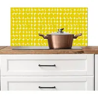 KitchenYeah Spatscherm keuken 80x40 cm - Kookplaat achterwand Stippen - Modern - Geel - Muurbeschermer - Spatwand fornuis - Hoogwaardig aluminium