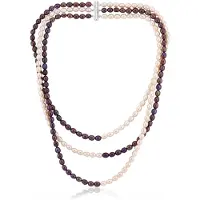 Cavill - Zilveren Parelhalsketting - 925 Sterling Zilver Gerhodineerd - Witte & Zwarte Zoetwaterkweekparels Fancy Slijpsel - Elegante Dames Sieraden