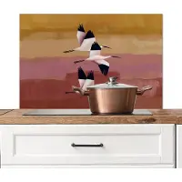 KitchenYeah Spatscherm keuken 80x55 cm - Kookplaat achterwand Vogels - Snavel - Abstract - Muurbeschermer - Spatwand fornuis - Hoogwaardig aluminium