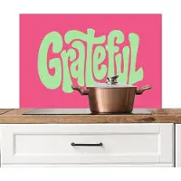 KitchenYeah Spatscherm keuken 80x55 cm - Kookplaat achterwand Grateful - Groen - Grafisch - Vloeiend - Muurbeschermer - Spatwand fornuis - Hoogwaardig aluminium