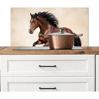 KitchenYeah Spatscherm keuken 80x40 cm - Kookplaat achterwand Paard - Galop - Energie - Muurbeschermer - Spatwand fornuis - Hoogwaardig aluminium