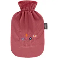 Fashy Warmwaterkruik 2L met fleece hoes en borduursel, bordeaux