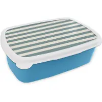 MuchoWow Broodtrommel Blauw - Lunchbox Strepen - Modern - Blauw - Brooddoos 18x12x6 cm - Brood lunch box - Broodtrommels voor kinderen en volwassenen