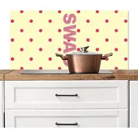 KitchenYeah Spatscherm keuken 100x50 cm - Kookplaat achterwand Swag - Roze - Stippen - Geel - Muurbeschermer - Spatwand fornuis - Hoogwaardig aluminium