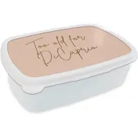 MuchoWow Broodtrommel Wit - Lunchbox Too old for dicaprio - Roze - Groen - Brooddoos 18x12x6 cm - Brood lunch box - Broodtrommels voor kinderen en volwassenen