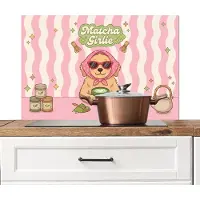 KitchenYeah Spatscherm keuken 80x55 cm - Kookplaat achterwand Matcha - Hond - Roze - Groen - Muurbeschermer - Spatwand fornuis - Hoogwaardig aluminium